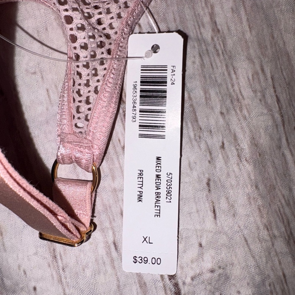 NWT! Soma light pink lace mixed media bralette XL - Picture 6 of 6